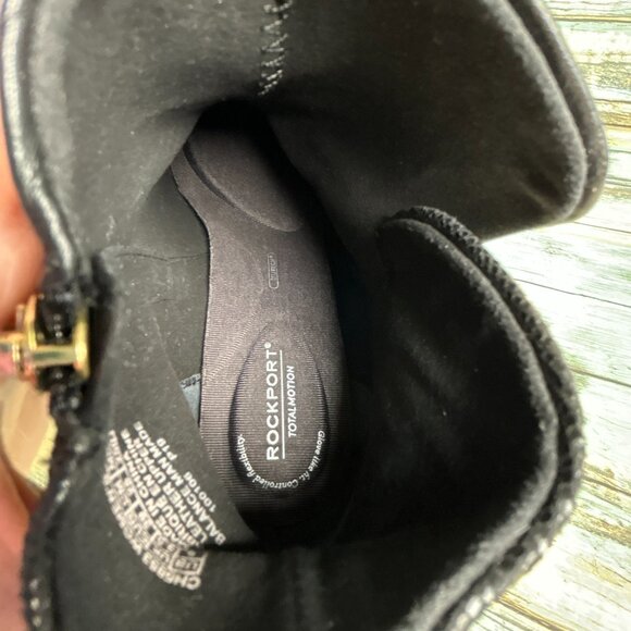 Rockport Ankle Boot Sz 8M Black Leather Pointed Toe Zip Cone Heel Comfort Ladies - Picture 5 of 11